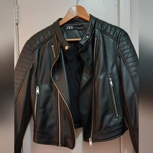 Zara Black Faux Leather Jacket